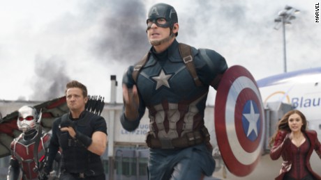 Marvel&#39;s Captain America: Civil War

L to R: Falcon/Sam Wilson (Anthony Mackie), Ant-Man/Scott Lang (Paul Rudd), Hawkeye/Clint Barton (Jeremy Renner), Captain America/Steve Rogers (Chris Evans), Scarlet Witch/Wanda Maximoff (Elizabeth Olsen), and Winter Soldier/Bucky Barnes (Sebastian Stan)

Photo Credit: Film Frame

© Marvel 2016